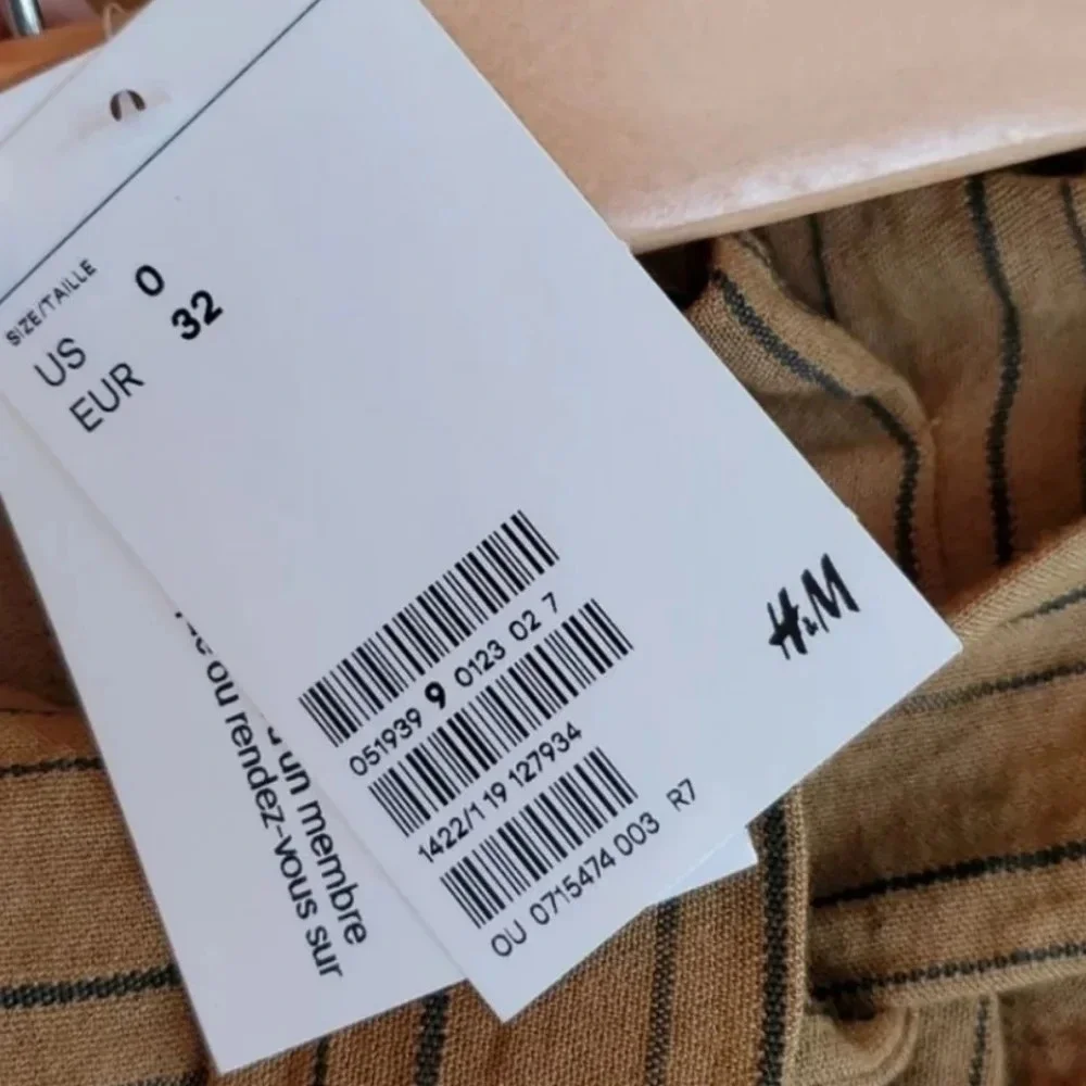 NWT ||H&M|| skirt, XS, Rust W/black Stripes, Tie Waist, Mini